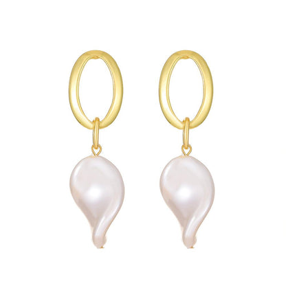 French light luxury Baroque special-shaped pearl earrings ins fashion temperament niche design irregular pearl earrings