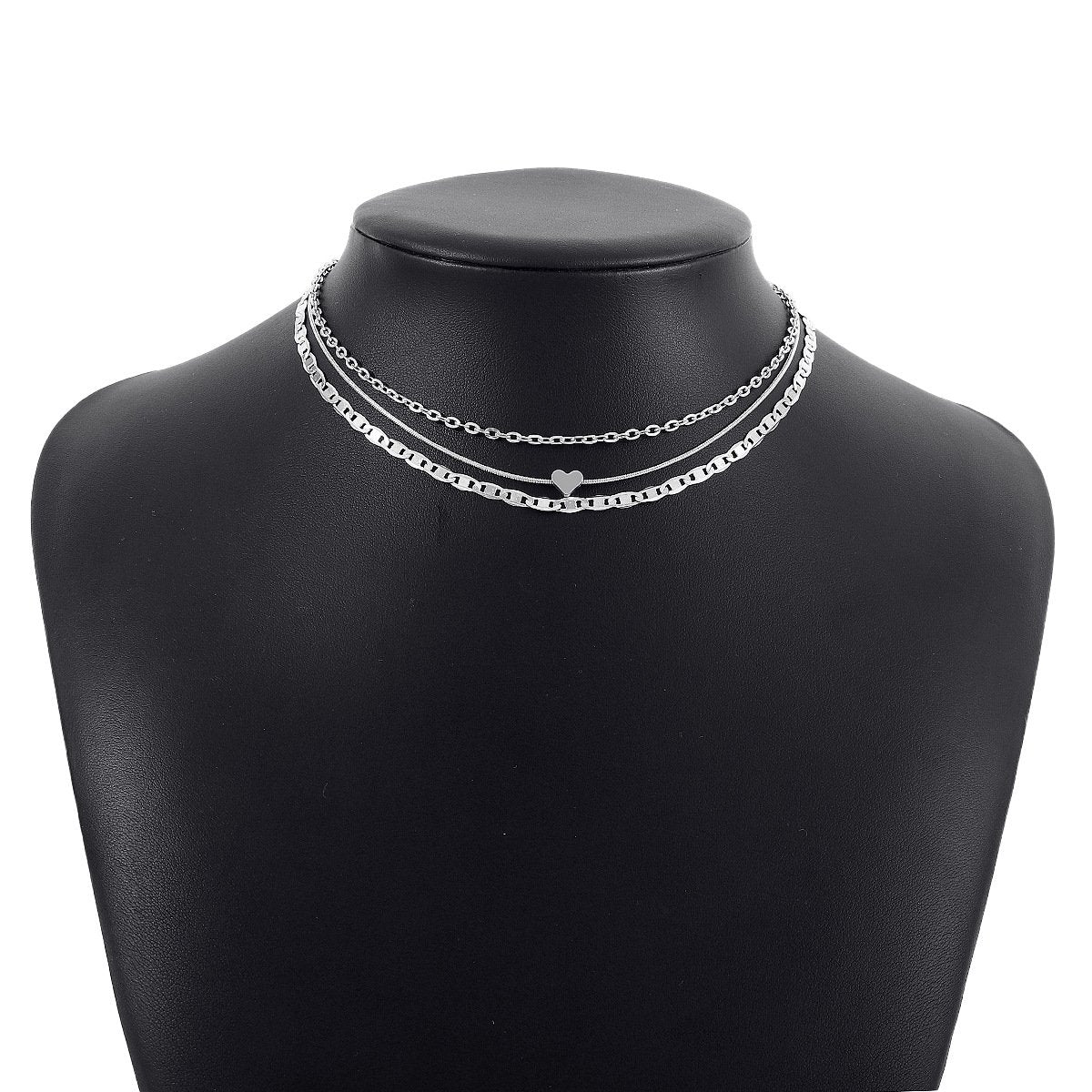 N1363 Fashion Stacked Hip-Hop Necklace Simple Multilayer Love Cross Chain Geometric Necklace