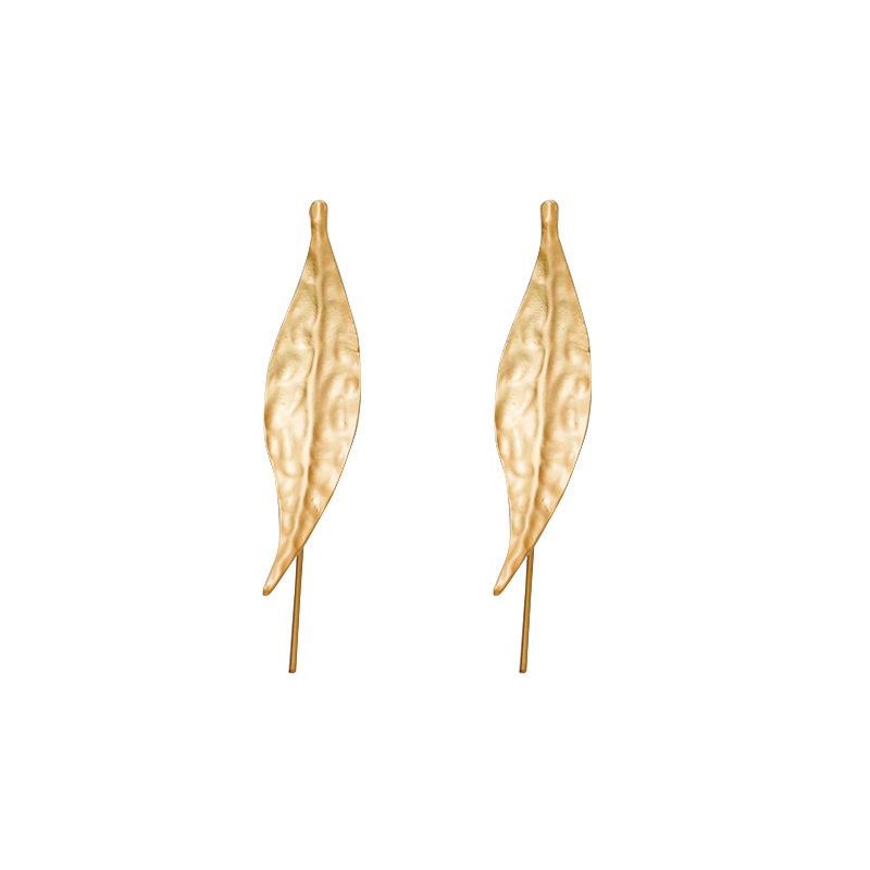 Ins personality leaf earhook earrings female fashion temperament niche irregular leaf earrings sub-gold earrings