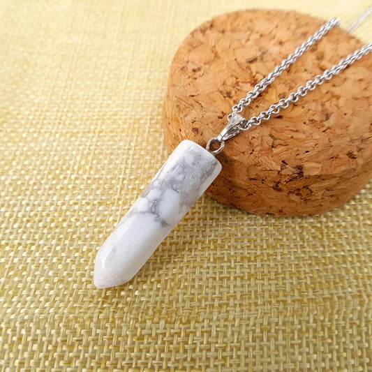 Natural stone crystal hexagonal column bullet necklace fashion creative white turquoise clavicle chain birthstone series