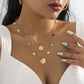 Jewelry Simple Metal Three-dimensional Geometric Necklace Retro Portrait Sequin Tassel Double Layer Necklace Female