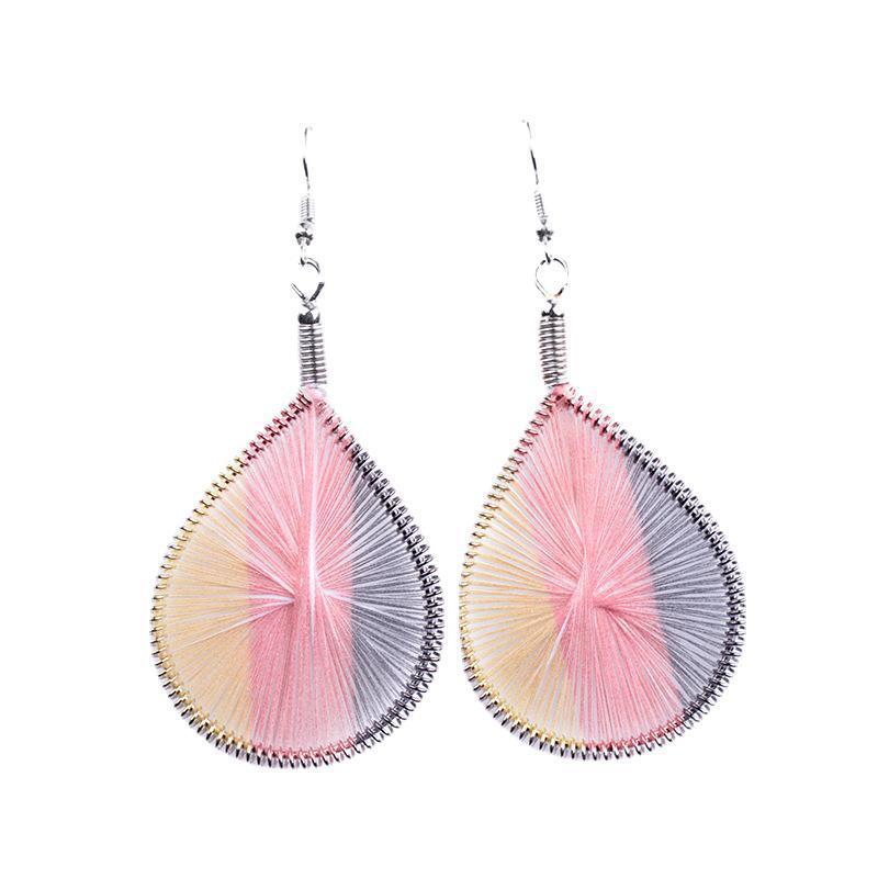 Fashion and popular silk thread earrings handmade oval exaggerated earrings jewelry