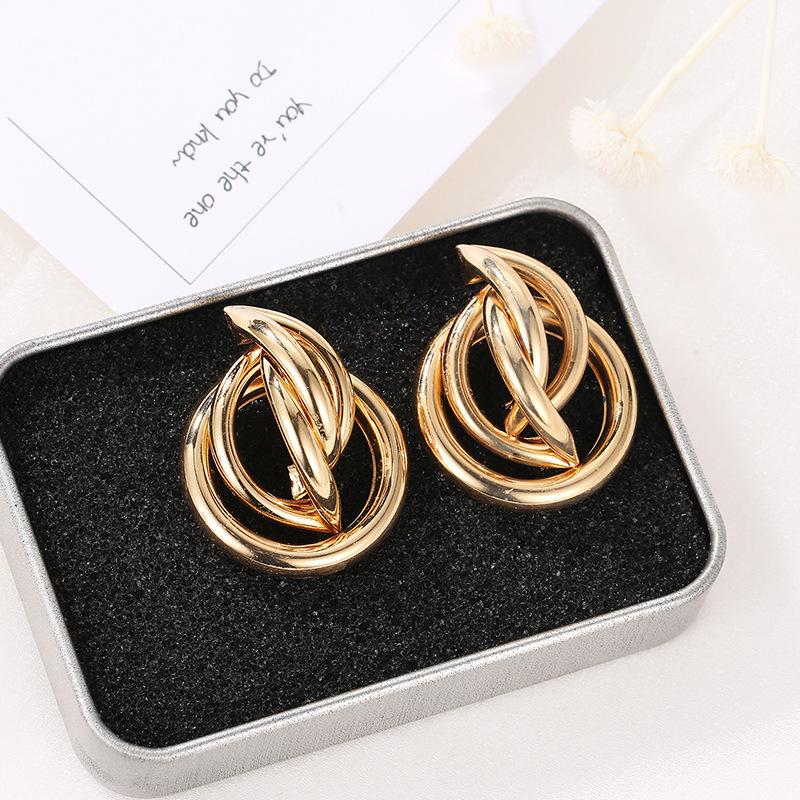 Irregular Geometric Earrings Circle Folding Three-dimensional Stud Earrings Chic Earrings
