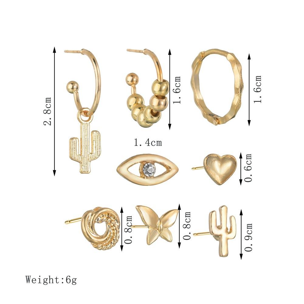 Earrings fashion gold-plated earrings set combination devil's eye earrings earrings women