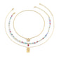 Jewelry Simple Metal Portrait Embossed Multilayer Necklace Retro Ethnic Imitation Crystal Beaded Necklace