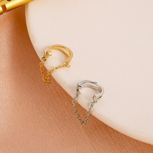 Small fresh metal chain ear clip single personality high-end retro hole-free earrings super fairy earrings for girls