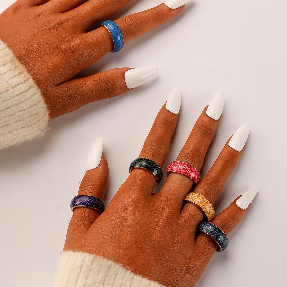 Fashionable original design simple stainless steel golden resin luminous forest crack creative ring