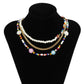 Hip Hop Sweet Cool Metal Chain Pearl Necklace Bohemia Small Daisy Flower Rice Bead Necklace