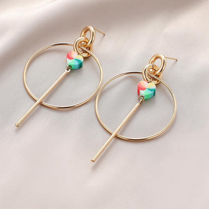 Fashion creative personality colorful hollow tassel earrings long circle ins popular ear jewelry female