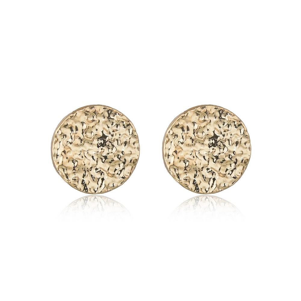 Accessories Simple Textured Alloy Stud Earrings Fashion Retro Gold Round Earrings