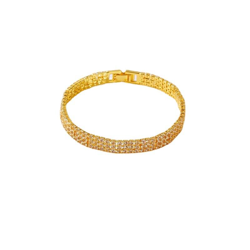 Temperament simple three-row diamond bracelet ins cold geometric diamond-encrusted tennis chain female jewelry