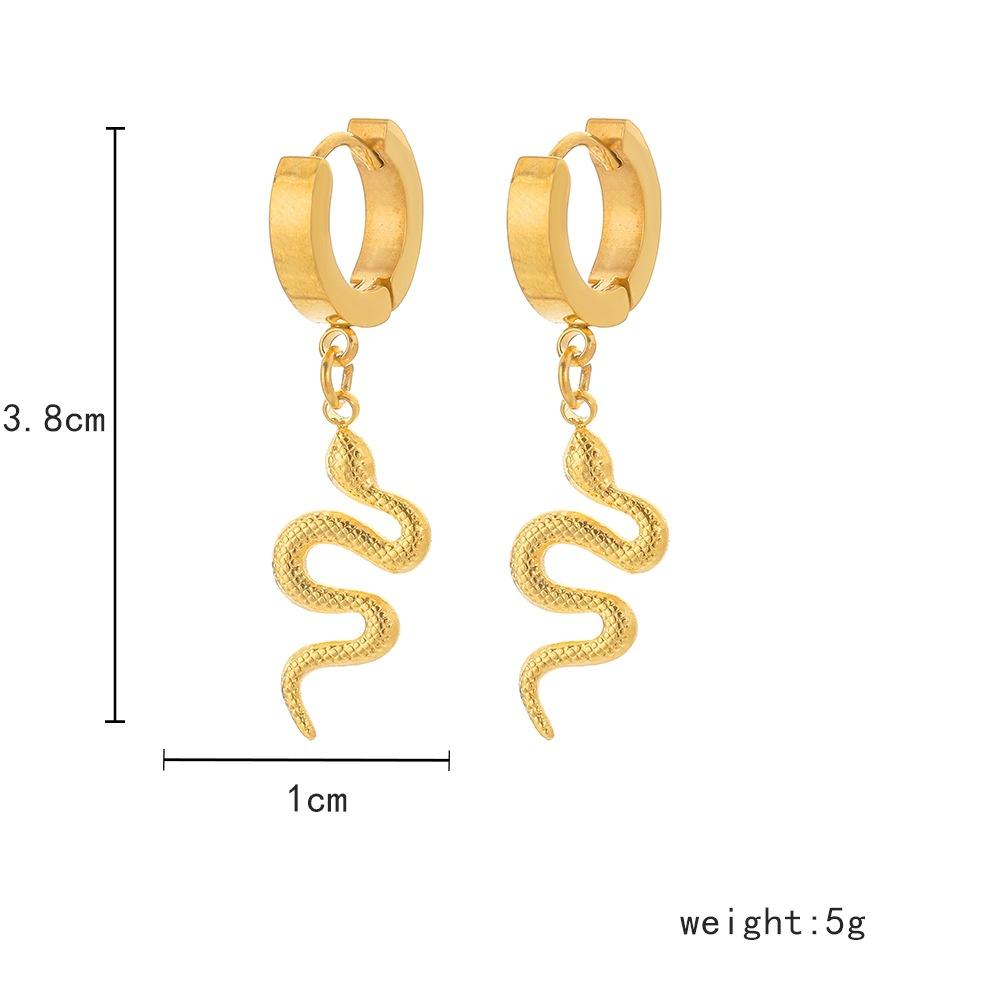 Fashion titanium steel earrings stainless steel gold personality fashion pair of snake ear buckle male hip-hop punk