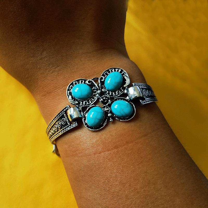 Fashion Ladies Boho Ethnic Bracelet Vintage Turquoise Butterfly Bracelet Bracelet