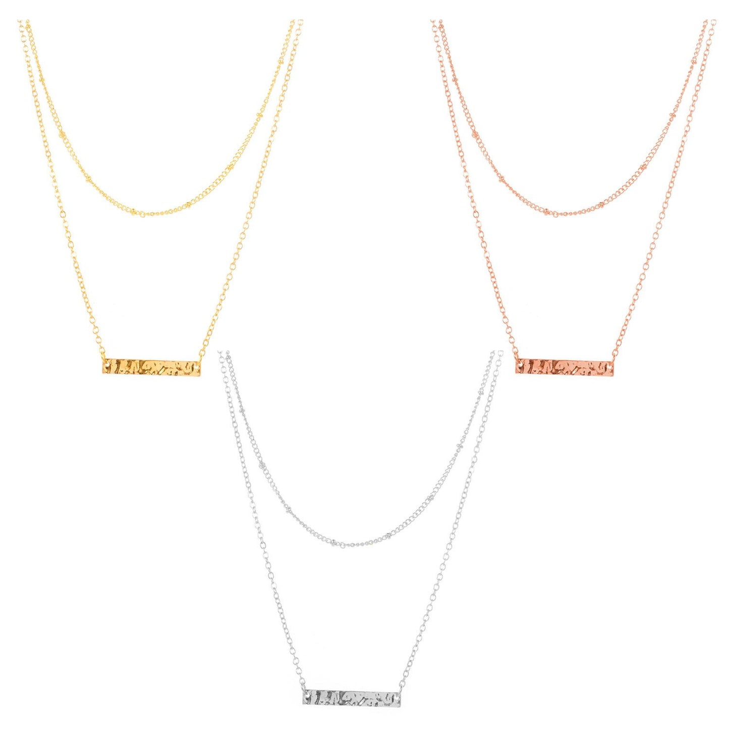 Jewelry Irregular One-word Horizontal Strip Pendant Necklace Women's Double Bead Chain Necklace Clavicle Chain