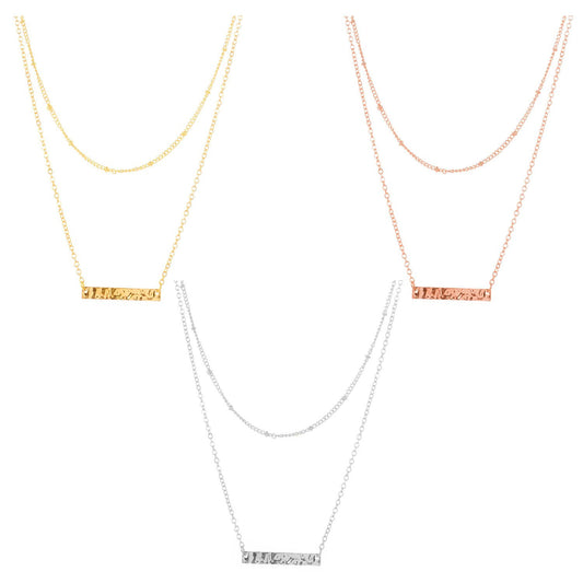 Jewelry Irregular One-word Horizontal Strip Pendant Necklace Women's Double Bead Chain Necklace Clavicle Chain
