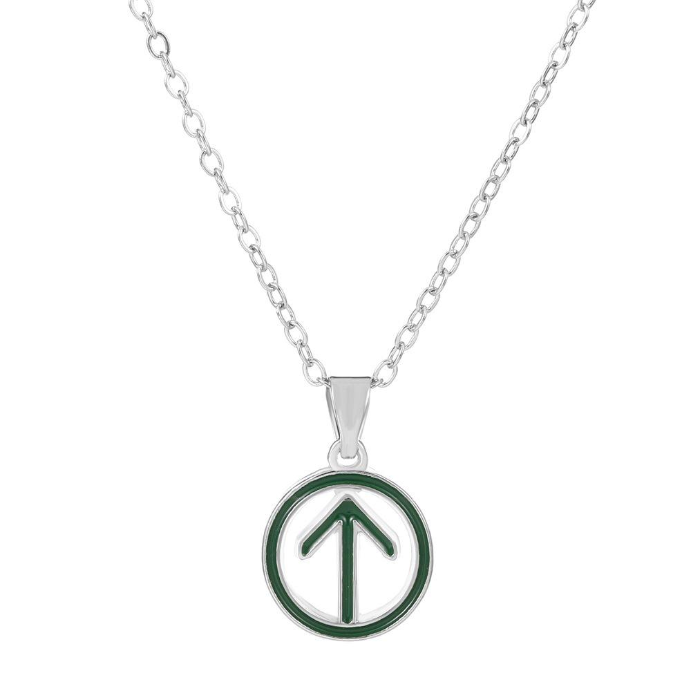 Fashion creative itinerary code square brand pendant necklace men and women with the same style personality green arrow can pass clavicle chain tide