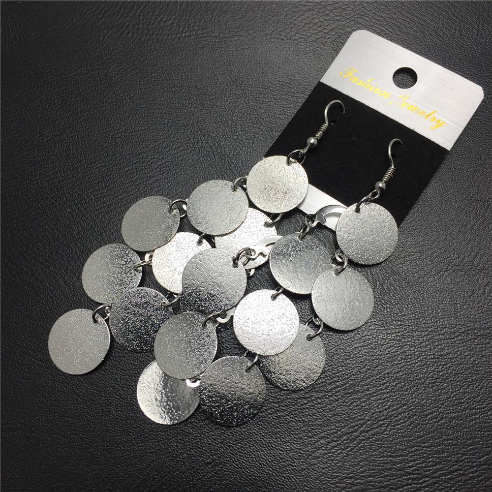 Fashion personality rhombus metal frosted disc ladies earrings popular earrings