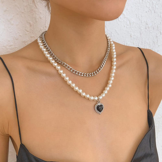 Pearl necklace women's simple fashion commuter necklace niche design sense personality indifferent necklace