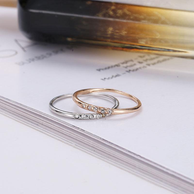 Simple Ruili 5 diamond fine version female joint thin ring copper inlaid rhinestone ring couple ring