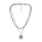 Men's personalized fashion simple double-layer niche design high-end sun moon eclipse snake coin pendant necklace