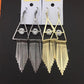 Popular Exaggerated Jewelry Triangle Ladies Earrings Fine Pattern Metal Tassel Imitation Zircon Earrings High Quality Earrings