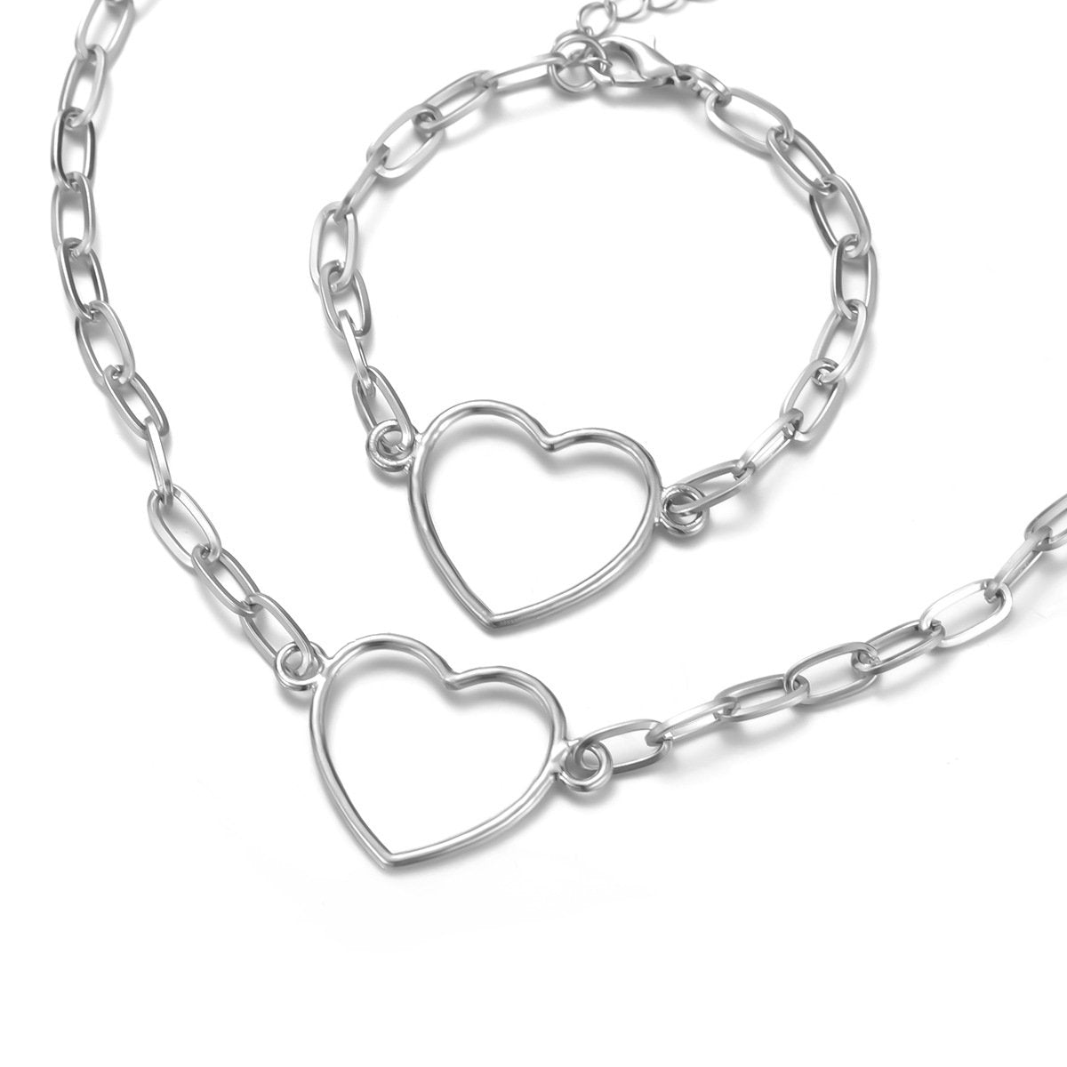 Jewelry Versatile Hollow Geometric Necklace Simple Cross Chain Heart Shape Single Layer Clavicle Necklace Women