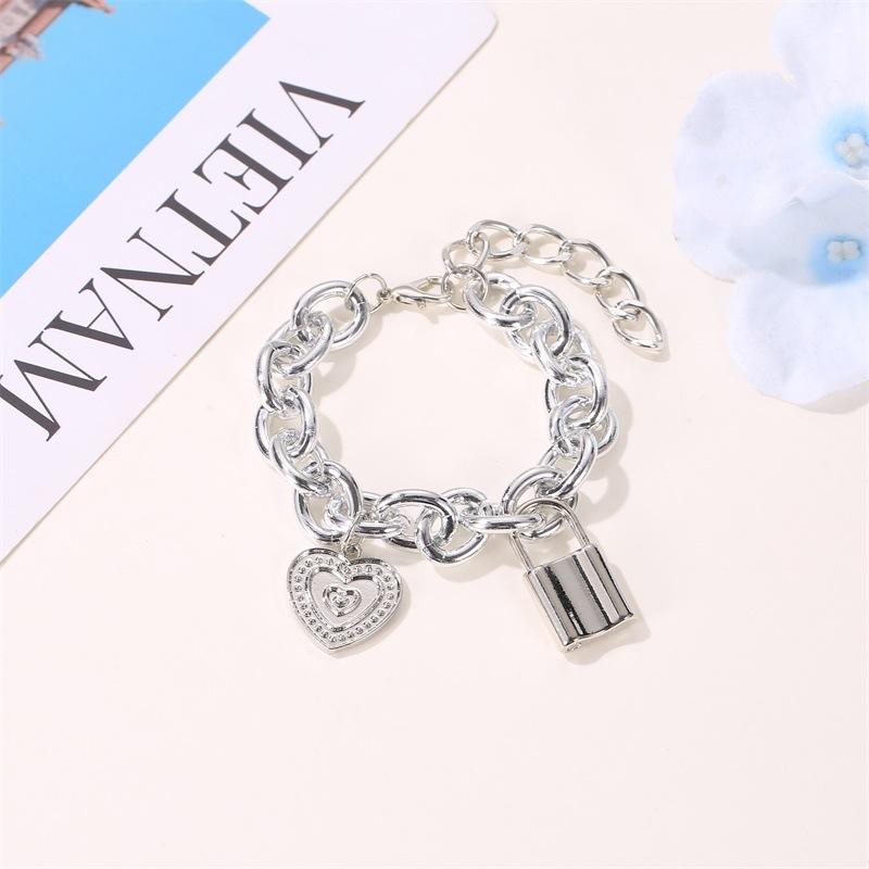 Exaggerated bracelet punk hip-hop thick chain lock bracelet non-mainstream couple jewelry