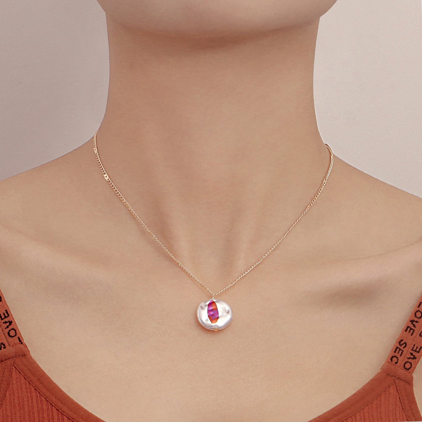 Jewelry ins imitation mother-of-pearl pendant necklace sweater chain indifferent niche design necklace