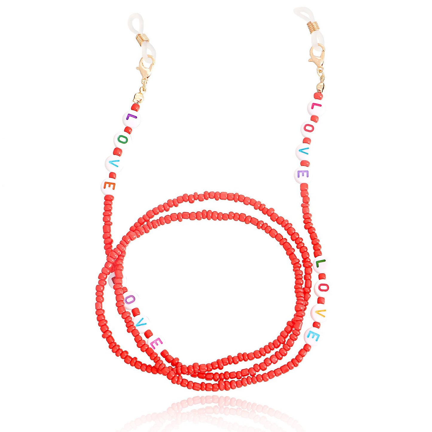 Jewelry Bohemia pure color rice beads LOVE letter glasses chain accessories women's mask non-slip chain