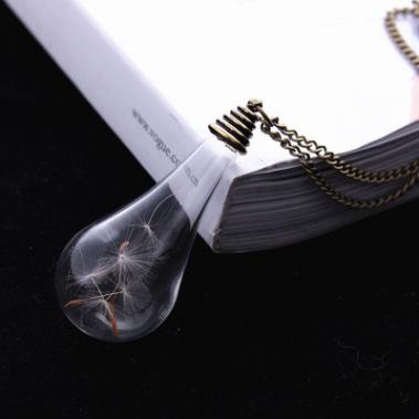 Creative Wish Dandelion Seed Glass Ball Pendant Necklace Fashion Handmade Jewelry