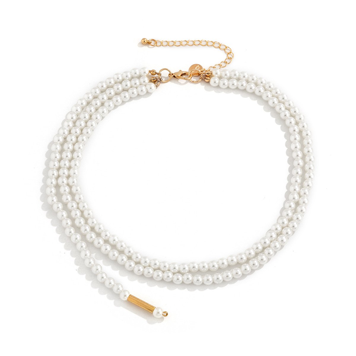 Jewelry Temperament Cold Pearl Tassel Necklace Retro Personality Geometric Beaded Clavicle Necklace
