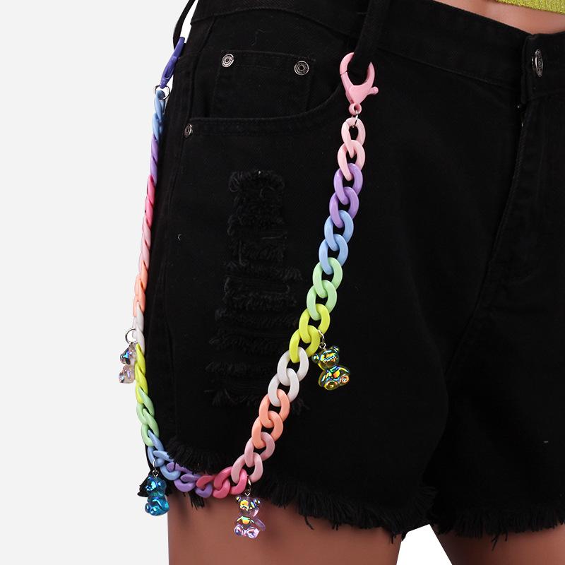 Candy-colored AB color bear waist chain street shooting hip-hop pants chain ornaments youth resin pants