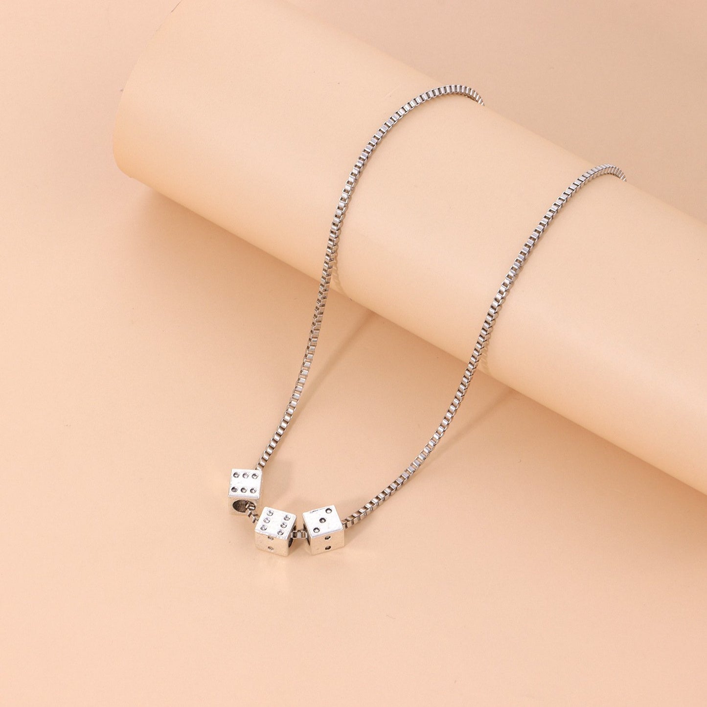 Jewelry Fashion Fun Alloy Dice Necklace Female Punk Temperament Popular Dice Necklace