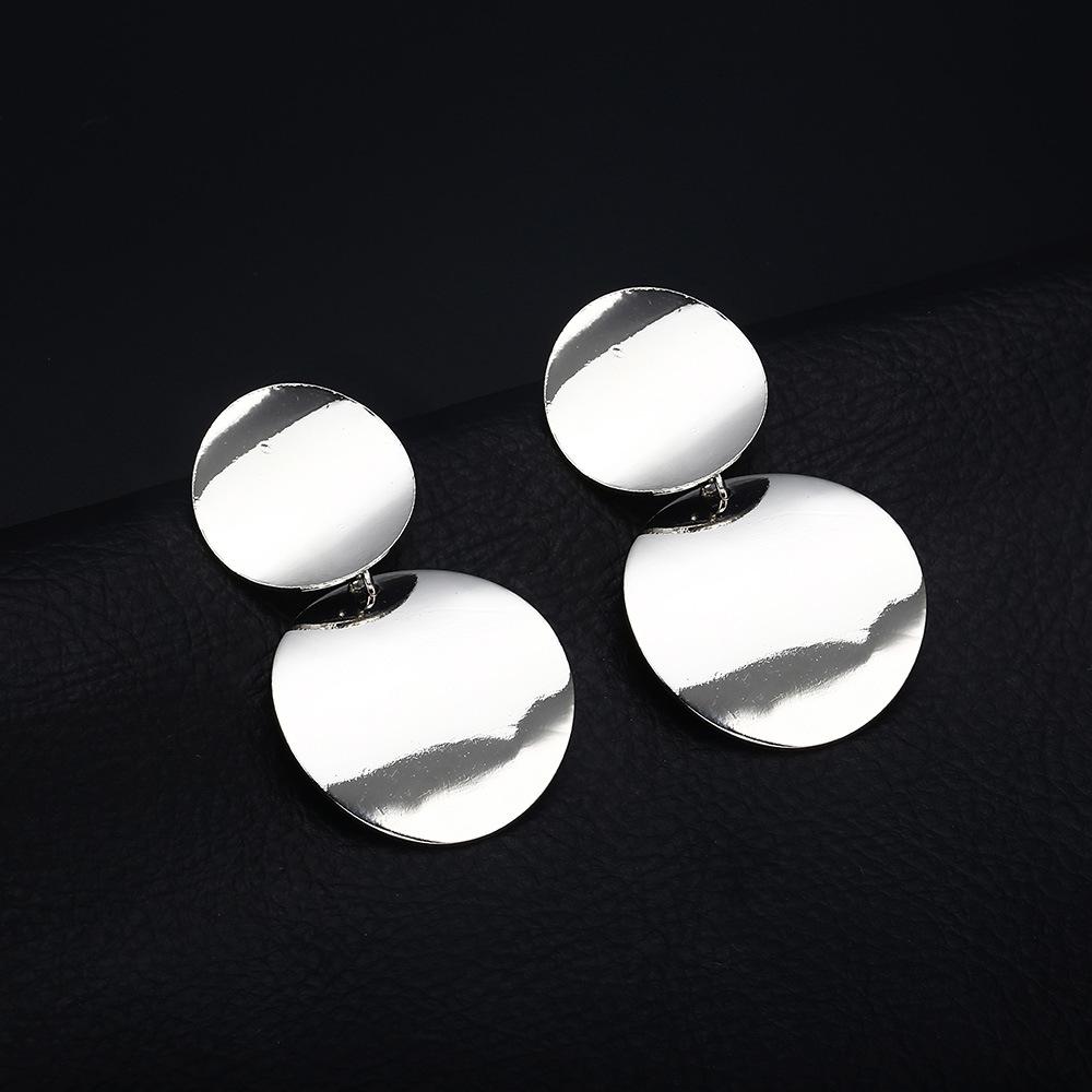 Personality Simple Exaggerated Geometric Brushed Round Metal Stitching Temperament Earrings Earrings Earrings Earrings