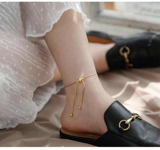 Stainless Steel Gold Snake Bone Chain Adjustable Bracelet Simple Personality Fashion Light Luxury Anklet Accessories