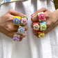 Trendy color acrylic flower ring female retro exaggerated geometric resin wide ring jewelry