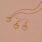 Fashion Simple Alloy Pendant Necklace Earrings Peach Heart Jewelry Set Ladies