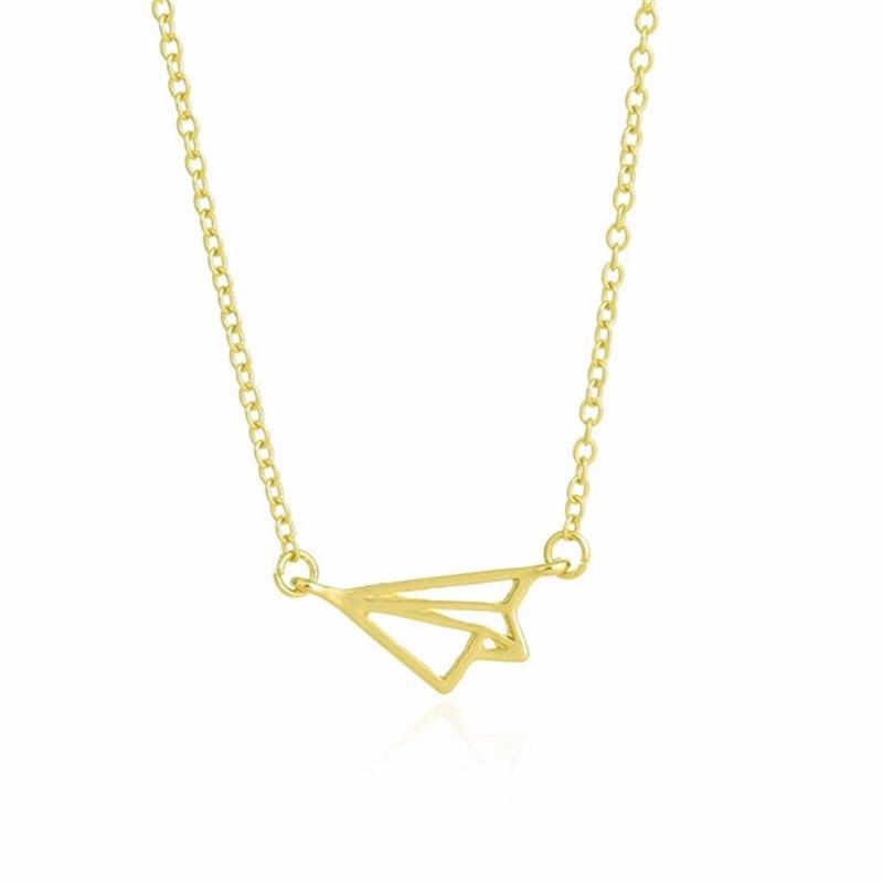 Popular Necklace Small Airplane Necklace Alloy Plating Hollow Airplane Pendant Necklace