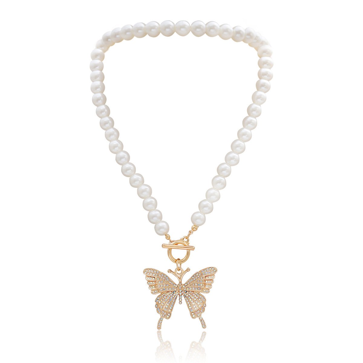 Jewelry Fashion Street Shooting Flash Diamond Clavicle Chain Necklace Personality Exaggerated Diamond Big Butterfly Necklace