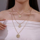 Retro Multilayer Necklace Creative Coin Love Lock Sweater Chain Metal Thick Chain Clavicle Chain Accessories