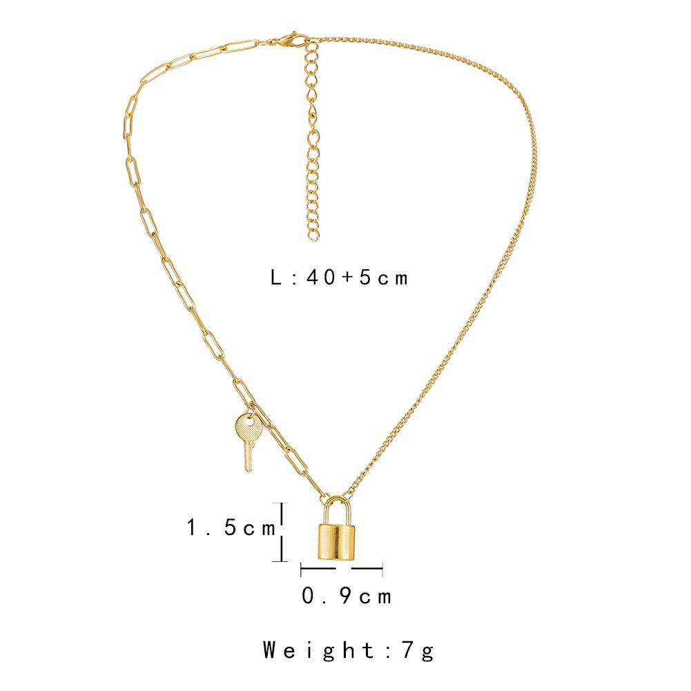 Titanium Steel Gold Plated Jewelry Personality Lock and Key Hip Hop Pendant Fashion Street Versatile Trend Necklace