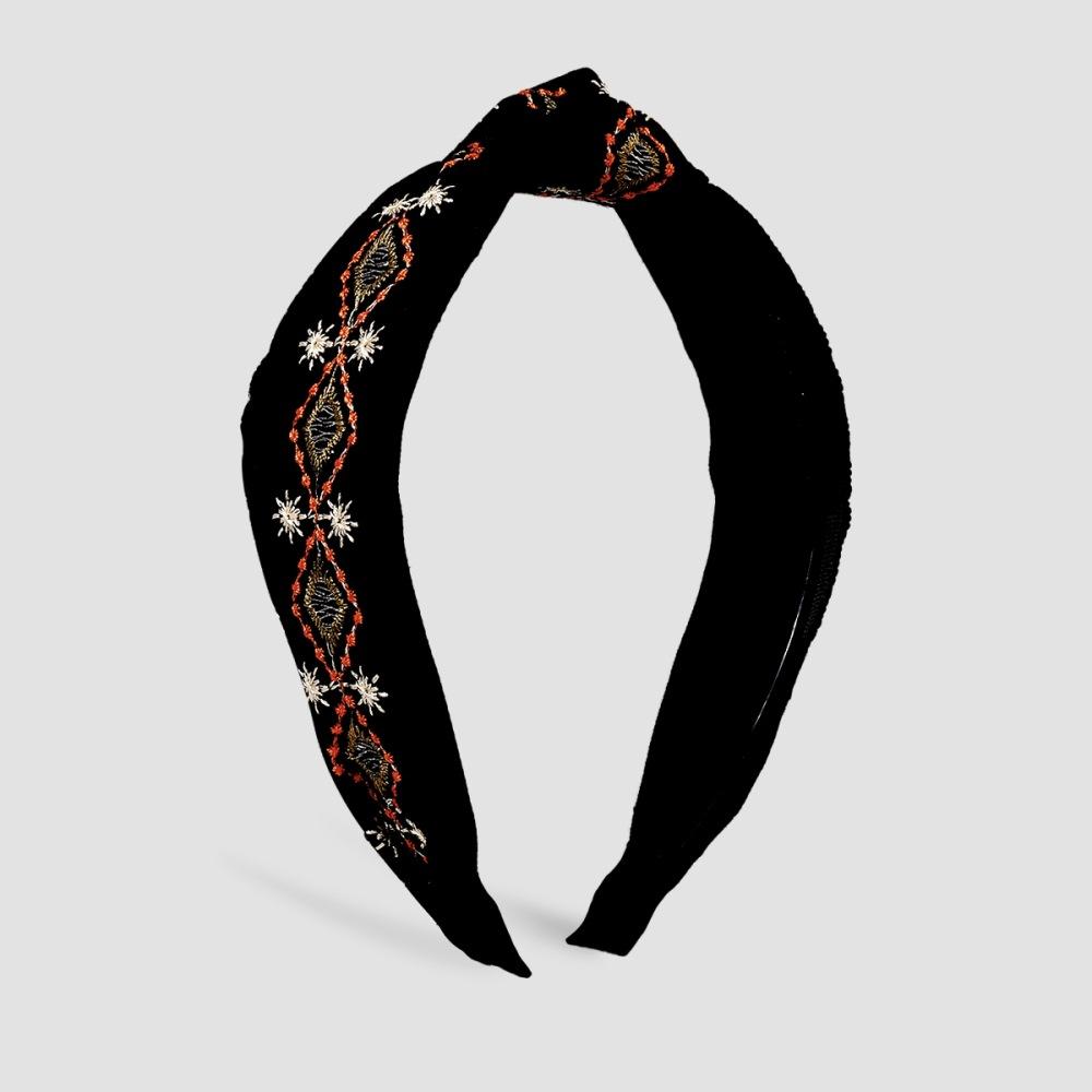 F3968TikTok ancient embroidery fabric simple headband geometric rhombus fresh headband