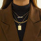 Jewelry Frosty Checkerboard Metal Tag Necklace Hip Hop Niche Diamond Alphabet Necklace Female