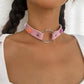 N9623 Jewelry Simple Leather Metal Buckle Collar Night Personality Flower Necklace Female