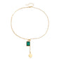 Jewelry Emerald Square Pendant Clavicle Chain Female Light Luxury Versatile No Exaggeration Fashion Commuter Necklace
