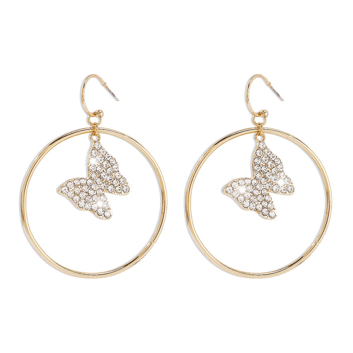E1655 Minority Light Luxury Fashion Earrings Rhinestone Butterfly Personality Creative Geometric Smart Elegant Earrings