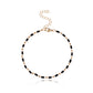 Jewelry fashion simple single-layer handmade chain anklet female black glass long bead beach anklet