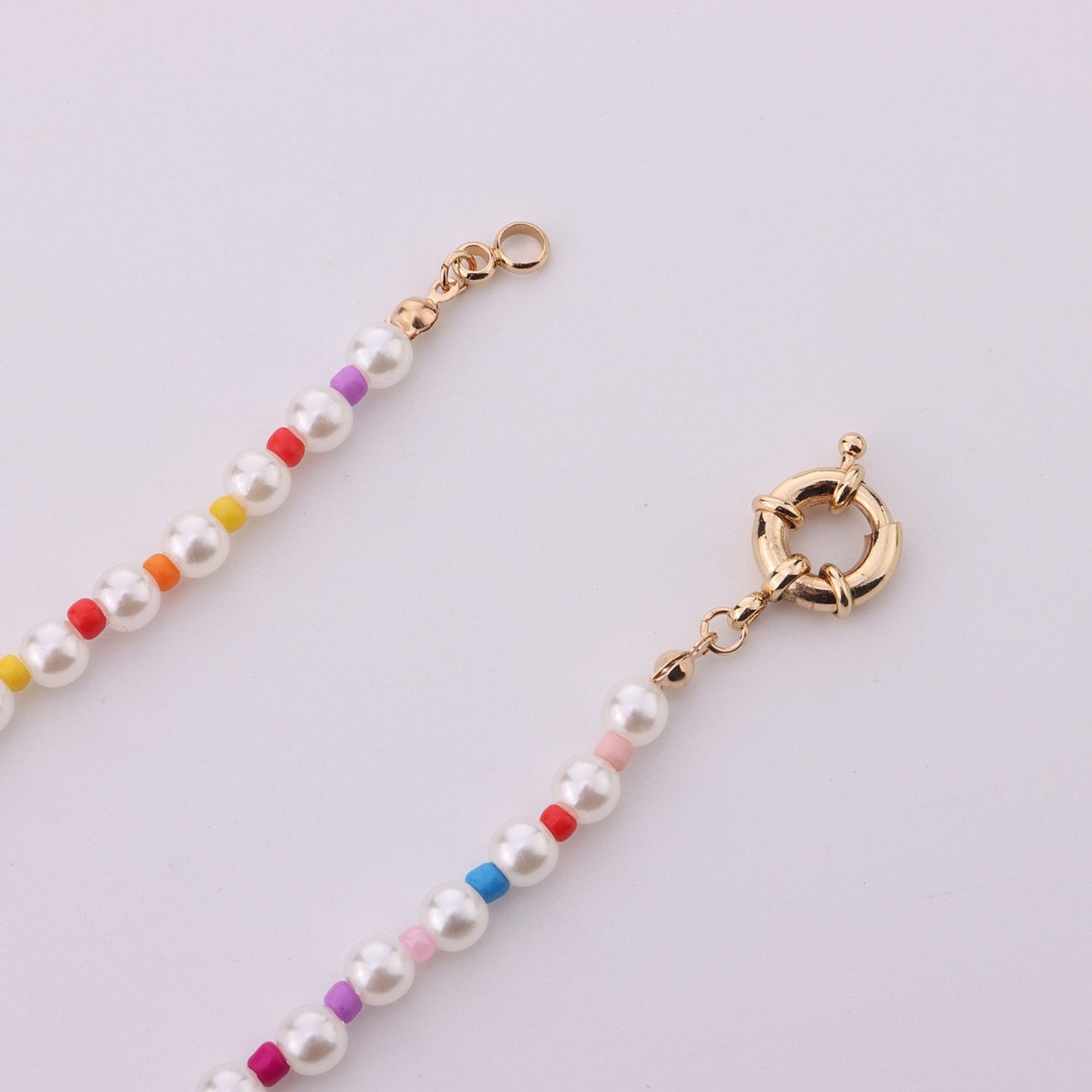 Jewelry Fashion Colorful Rice Bead Necklace Female Personality Simple Geometric Round Pearl Necklace