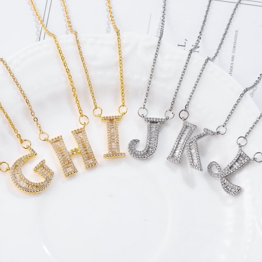 26 letter item jewelry wife's romantic travel copper micro-inlaid pendant Xie Na with the same style of personalized necklace jewelry