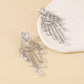 E1979 Exaggerated Water Drop Diamond Elegant Classical Fashion Earrings Hollow Claw Chain Tassel Rhinestone Earrings